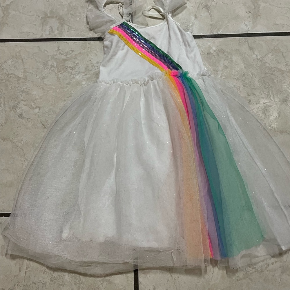 Cotton On Kids Rainbow white Tulle dress